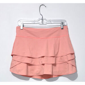 Athleta Girl Swing Skort XXL 16 Coral Zip Pockets Drawstring Skirt Shorts Logo